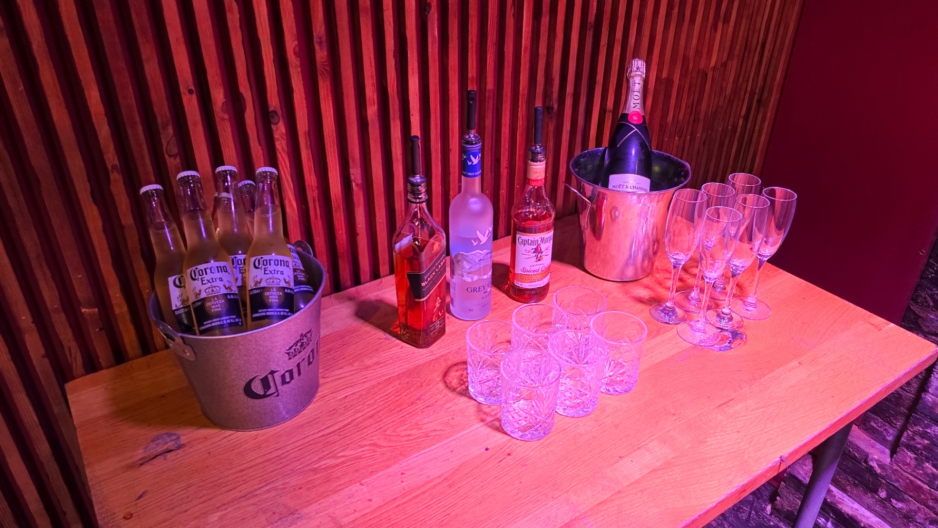 Bottle service — Corona, spirits and Moët on ice