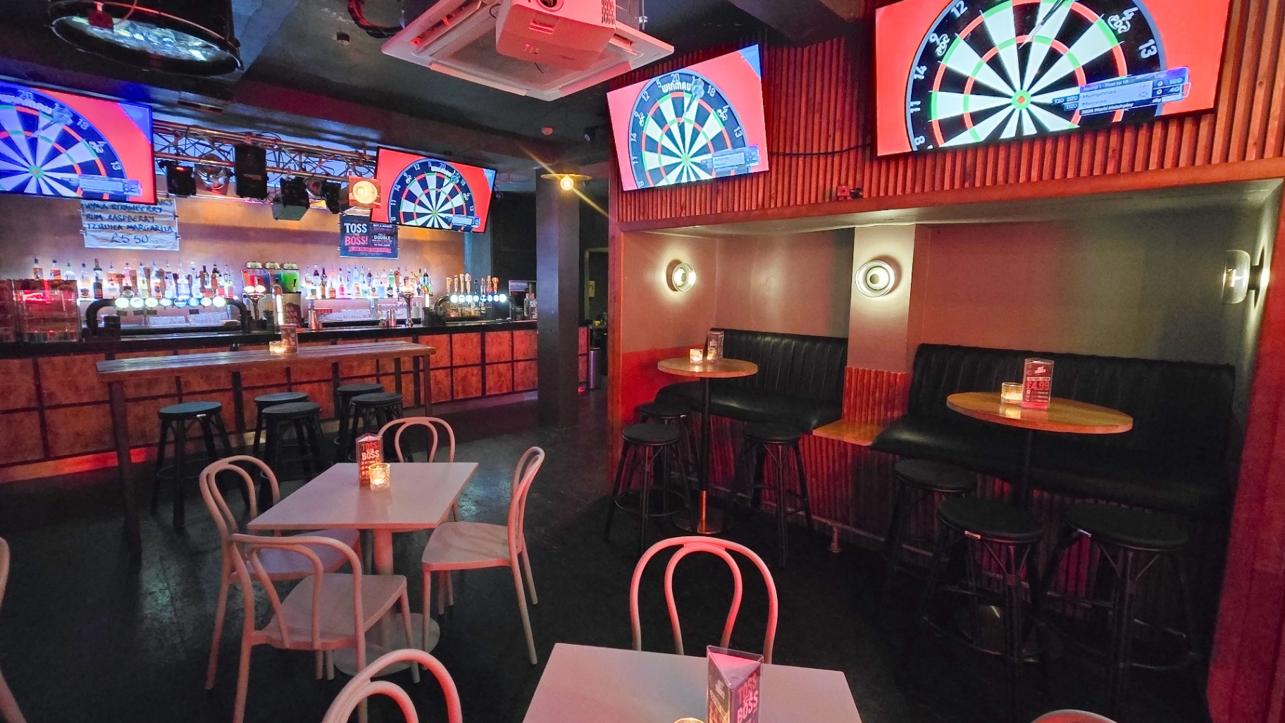 Booths, darts screens and stool seating
